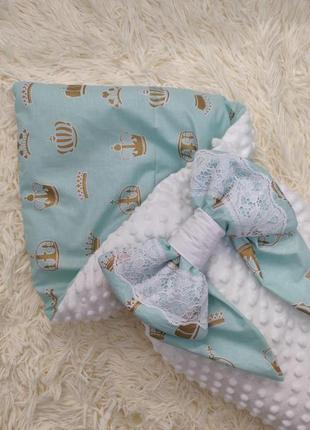 Зимний плюшевый конверт - одеяло для новорожденных, белый2 фото
