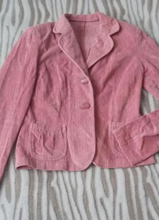 Вельветовый пиджак, цвет пудра, размер s1 фото