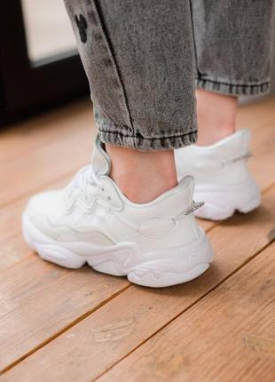 Кросівки шкіряні adidas ozweego white, кроссовки женские білі4 фото