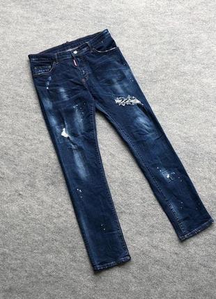 Оригінальні джинси dsquared2 distressed slim fit jeans blue1 фото