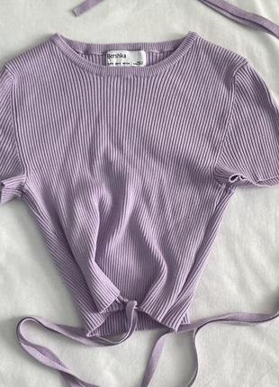 Топ на завязках лавандовый топик женский bershka