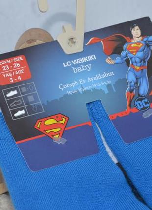 1-2/3-4 роки домашні кімнатні капці шкарпетки махрові тапочки для хлопчиків із малюнком супермена6 фото