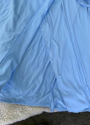 Асиметрична легенька сукня зара небесного кольору на зав'язках бретельках міді максі...