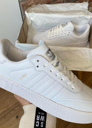 Жіночі шкіряні кросівки adidas samba white#адідас