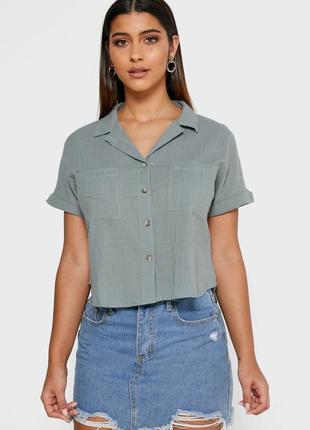 Крутая укорочённая оверсайз рубашка cotton on3 фото