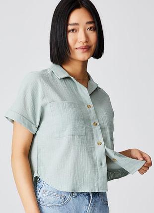 Крутая укорочённая оверсайз рубашка cotton on2 фото