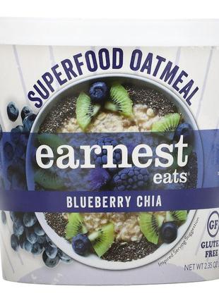 Earnest eats, вівсянка superfood, лохина і чіа, 67 г (2,35 унції) eae-00214, оригінал