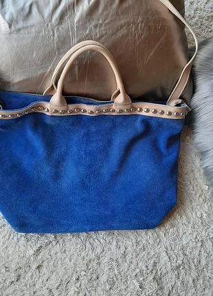 Велика замшева синя сумка італія