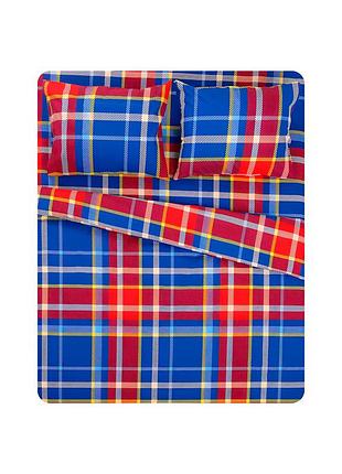 Євро комплект постільної білизни "синя клітинка" (синій) євро комплект постільної білизни