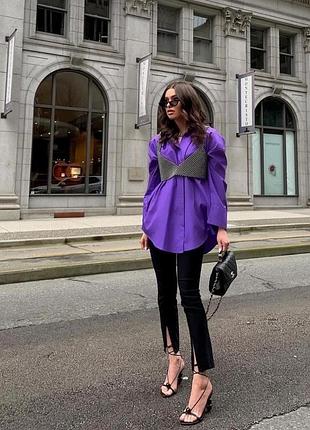 Яскрава фіолетова оверсайз сорочка zara