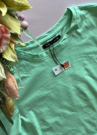 🧩укорочённая футболка цвета тиффани/зелёная короткая футболка 100% хлопок/летняя бирюзовая футболка🧩2 фото