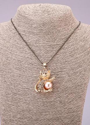 Підвіска "котик" стрази на ланцюжку / підвіска котик на ланцюжку