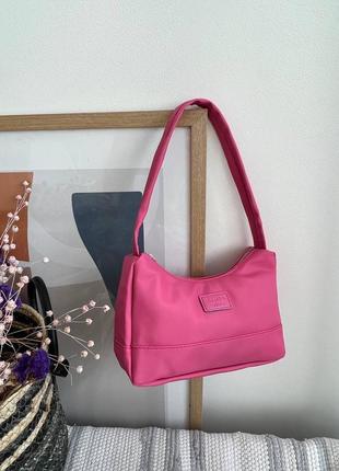 Розовая сумка багет через плечо сумочка клатч кроссбоди