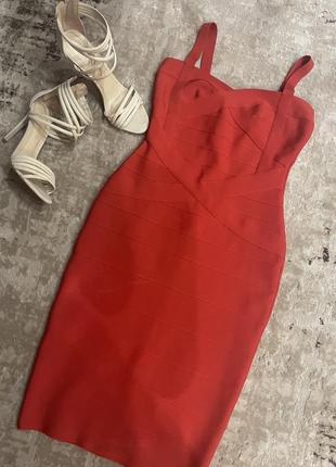 Бандажно-утягивающее, красное платье, резинка!2 фото