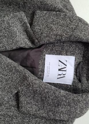 Пальто пиджак серое стеганое тёплое шерсть мужское zara oversize m l 3046/3187 фото