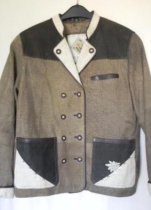 Женская кожаная куртка-пиджак стиле этно1 фото
