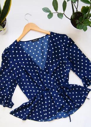 Крутая блуза в горох синяя