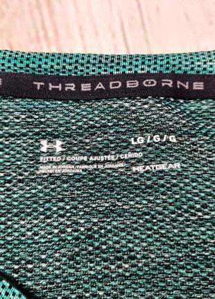 Футболка чоловіча спортивна зелена under armour threadborne3 фото