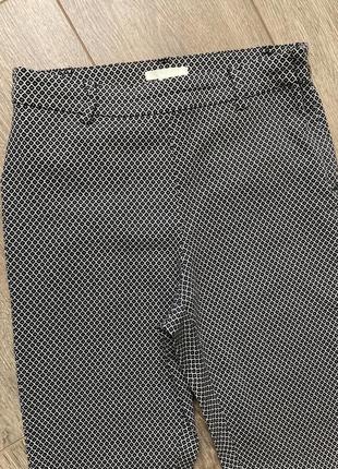 H&м 6/36 s новые коттон стретч узкие брюки в мелкий принт ромб высокая посадка8 фото