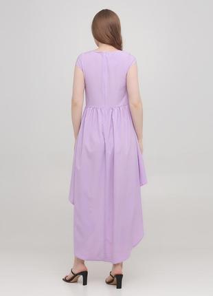 Асиметричне, ніжне, пурпурове жіноче плаття зі шлейфом (28838-violet)2 фото