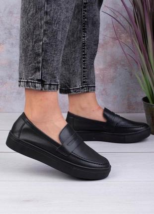 Жіночі туфлі з натуральної шкіри без каблука мокасини сліпони5 фото