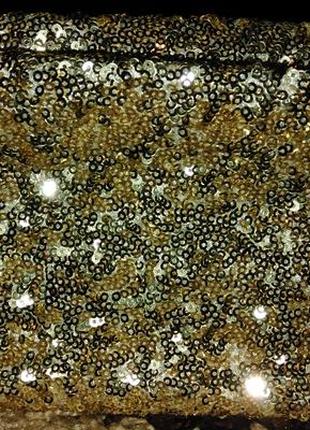 Золотий клатч в паєтках фірмовий новый luxury bathing