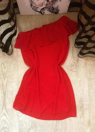 Червоне плаття / туніка на одне плече1 фото