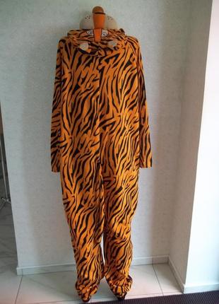 ( l - 50 р) мужская пижама флисовый комбинезон кигуруми тигр новый5 фото