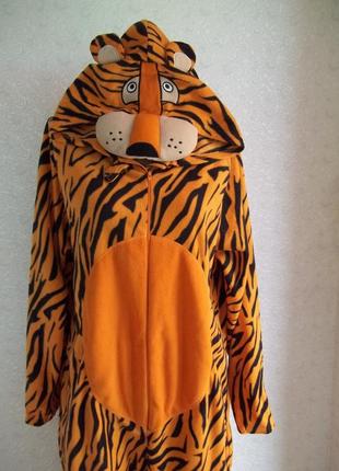 ( l - 50 р) мужская пижама флисовый комбинезон кигуруми тигр новый2 фото