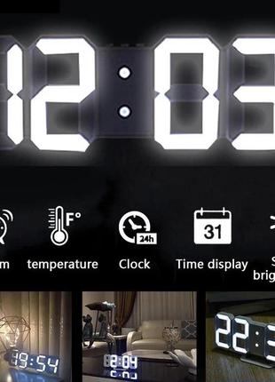 Электронные led часы с функцией будильника и температуры белые / електронний годинник будильник5 фото