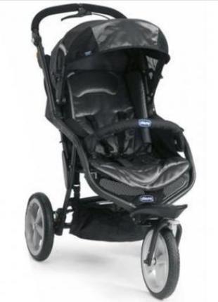 Коляска chicco 2 в 1 чорна зі сріблом