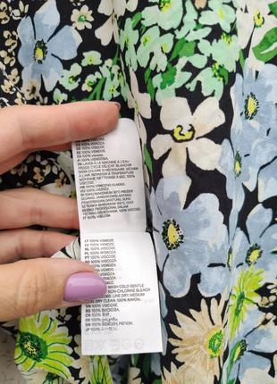 H&m  чудесная блуза в цветы на завязках, с пышным рукавом из  100% вискозы7 фото