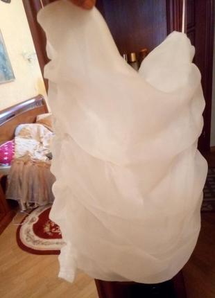 Белое сатиновое платье, сборка. свадебно короткое, сборка. плюс сайз2 фото