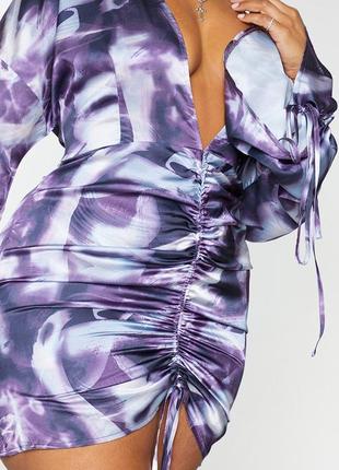 Сатинова сукня в принт; сатиновое платье в принт4 фото