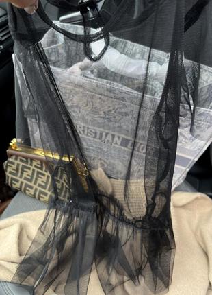 Прозрачная блузка фатин сетка с пышными рукавами4 фото