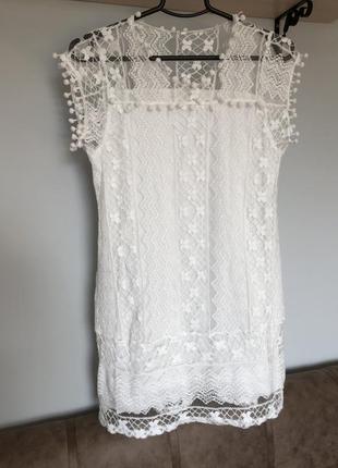 Плаття сукня мереживо біле1 фото