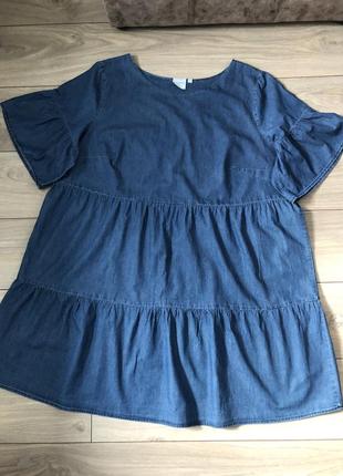 Плаття сукня ярусне джинс батал розпродаж!!