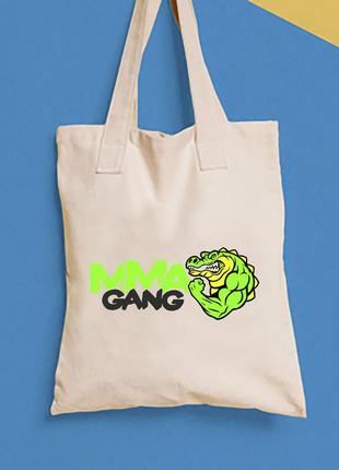Эко-сумка, шоппер, повседневная с принтом  "mma gang крокодил" push it1 фото