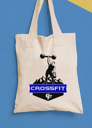 Еко-сумка, шоппер, щоденна з принтом "cf: crossfit" push it1 фото