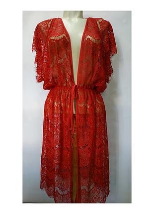 Мереживна туніка червоного кольору