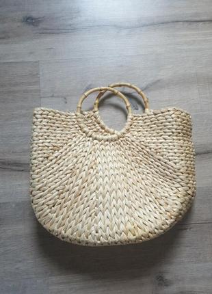 Плетена сумка з ручками бамбуковими