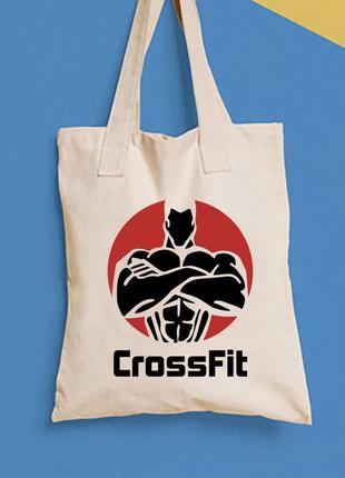 Эко-сумка, шоппер, повседневная с принтом  "crossfit 4" push it