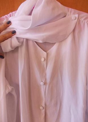 Легкая шифоновая белая блузка4 фото