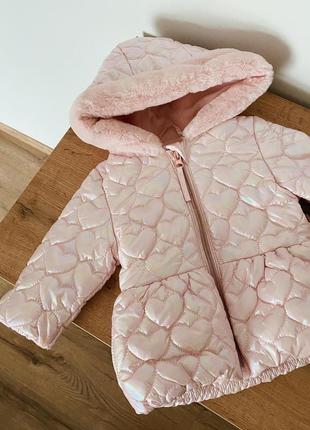 Куртка курточка, осінь-тепла зима  рожева для дівчинки 3-6-9 міс1 фото