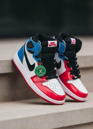 Жіночі високі шкіряні кросівки nike air jordan 1 #найк