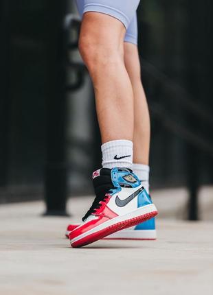 💙❤️nike air jordan 1 high og blue red💙❤️жіночі кросівки найк джордан високі, кроссовки найк джордан женские, хайтопы весна-осень8 фото