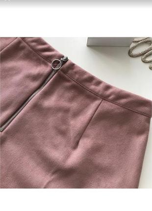 Юбка замшевая розовая мягкая юбочка4 фото