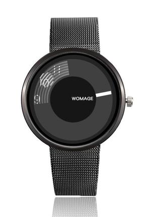 Часы униcекс blackest black, чёрные металлические часы, годинник чорний