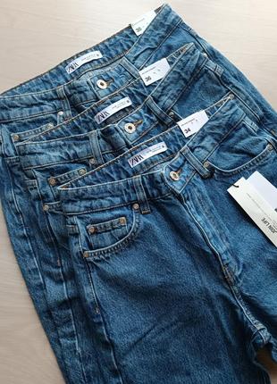 Прямі джинси zara середня посадка в розмірах джинсы зара середняя талия low rise синие бренд прямые