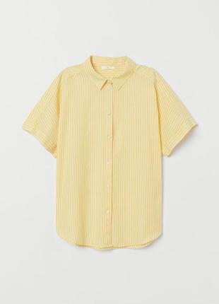 Рубашка желтая яркая с коротким рукавом хлопок h&m1 фото
